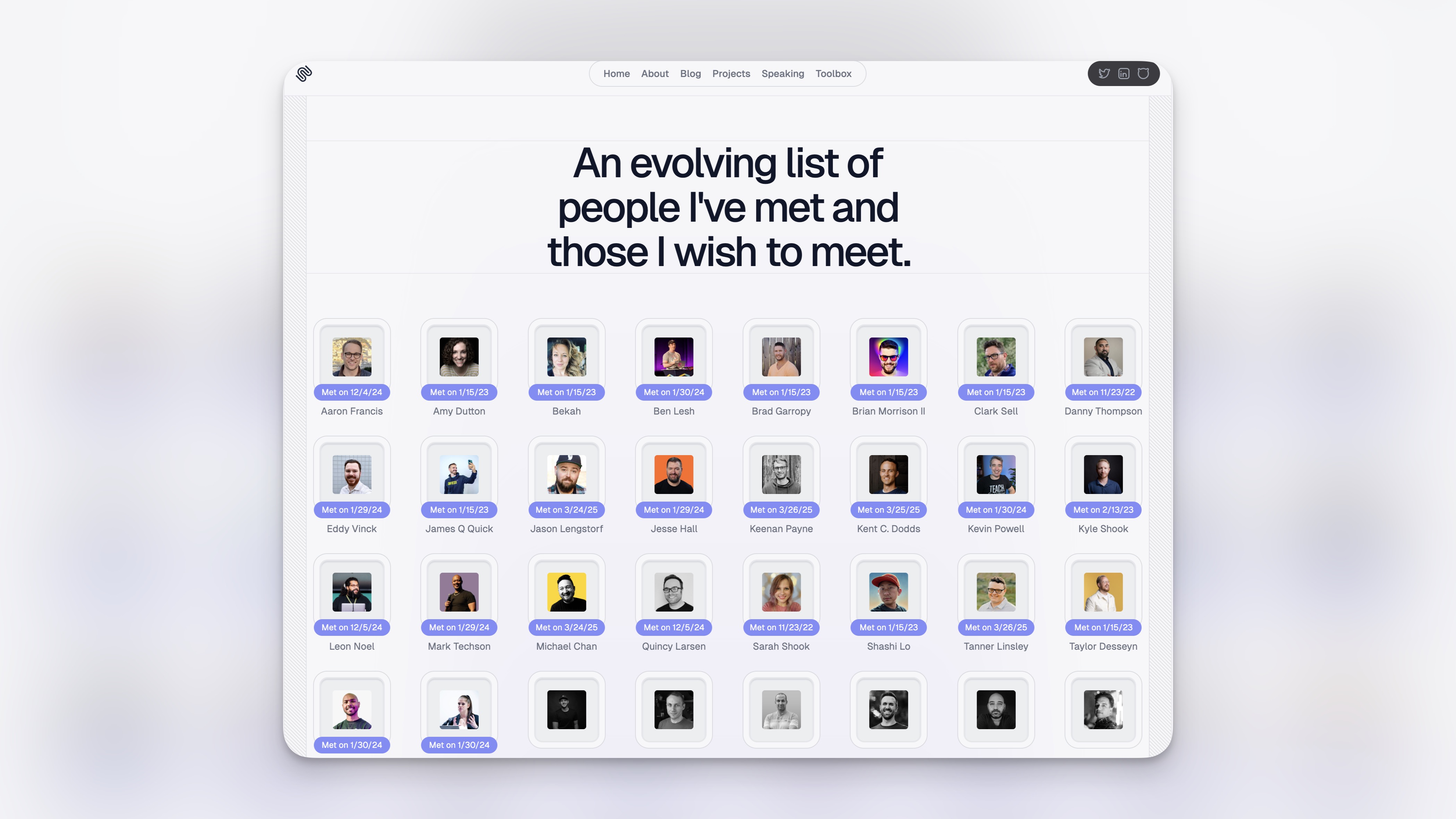 Who I've connected with and who I wish to meet